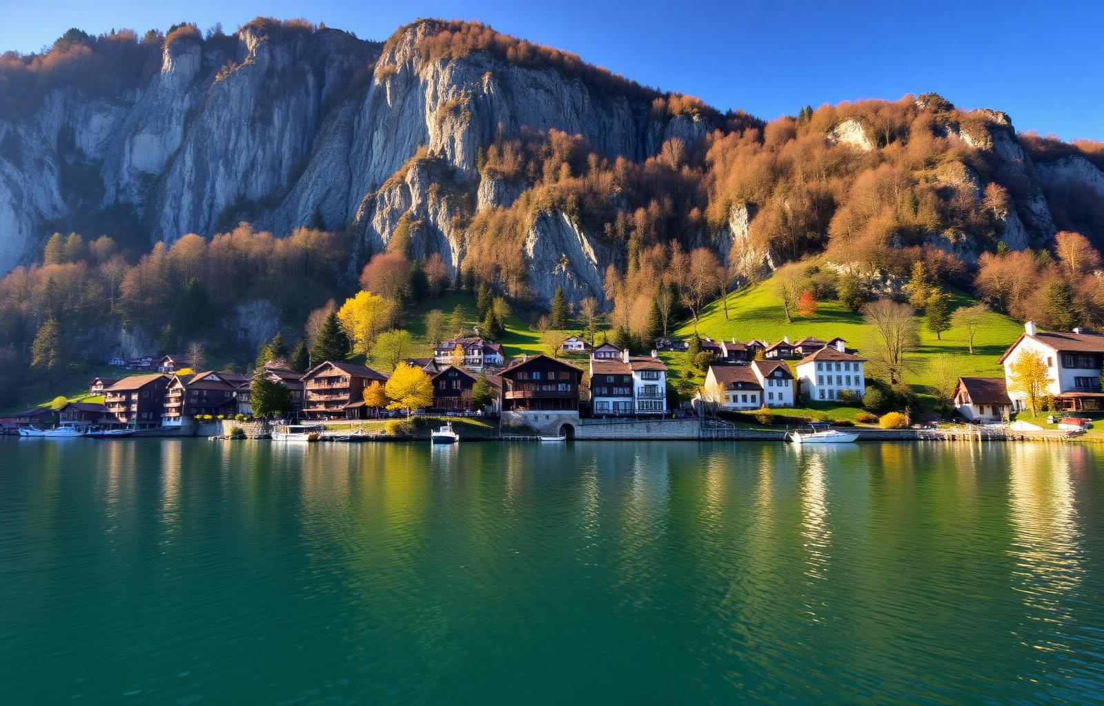 Das autofreie Weindörfchen Quinten am Walensee unterhalb der Churfirsten